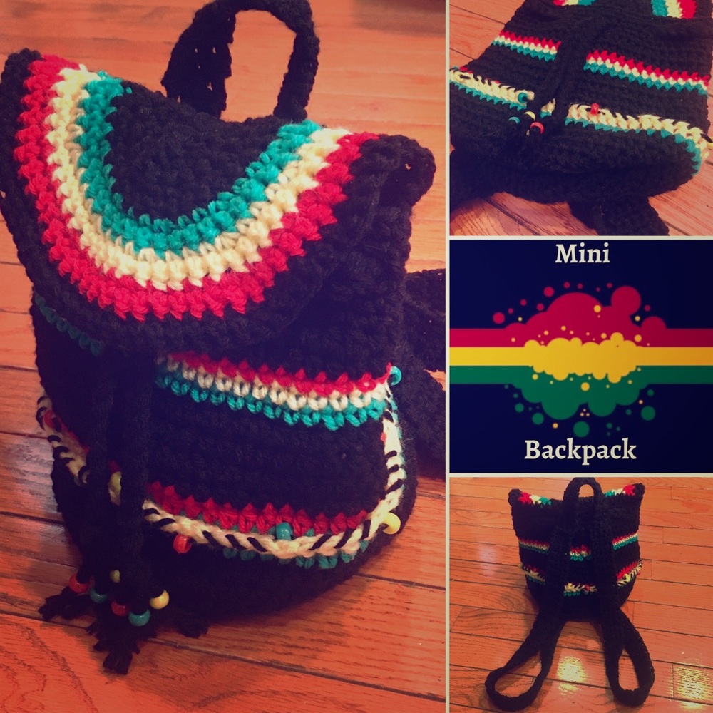 Jamaican inspired handmade mini backpack